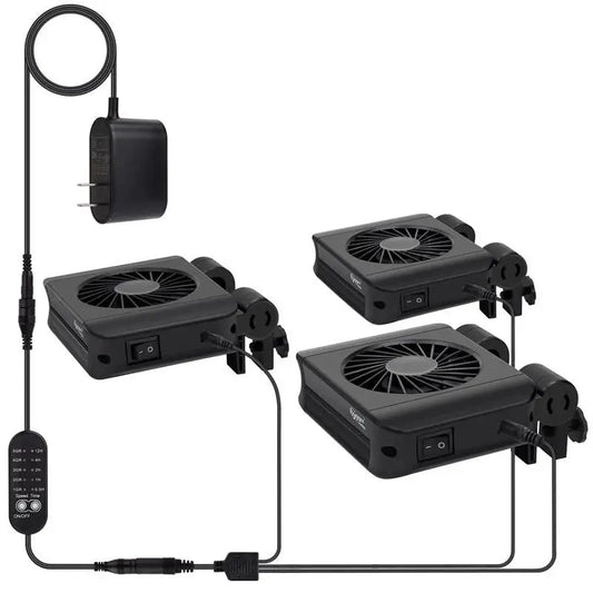 Hygger HG051-3 aquarium cooling fan with three adjustable fans and clip-on mounts