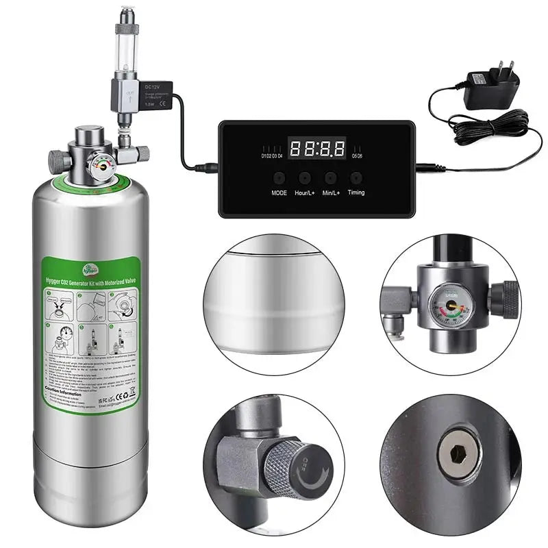 hygger HC031-5L CO2 generator kit with motorized valve for planted freshwater aquariums and aquascaping systems