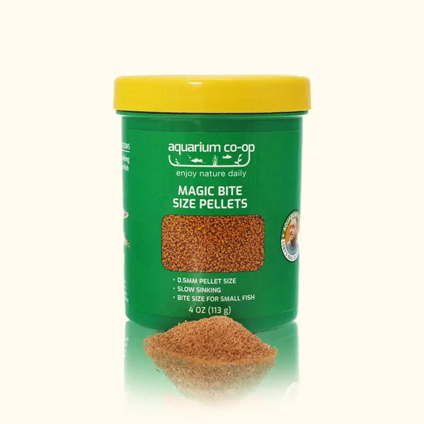 Aquarium Co-Op Magic Bite Size Pellets 4 oz slow-sinking 0.5 mm freshwater fish food