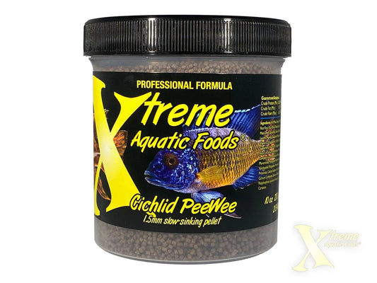 Xtreme Cichlid PeeWee 1.5mm slow-sinking pellets 2.5oz fish food for small and juvenile freshwater cichlids