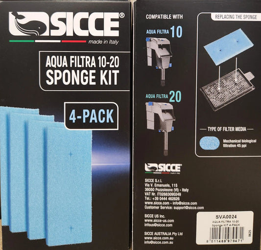 Sicce Aqua Filtra 10–20 Replacement Sponges – 4 Pack