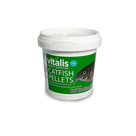 Vitalis Catfish Pellets – sinking pellet food for catfish, plecos, and bottom-feeding aquarium fish, nutrient-rich and easy to digest.