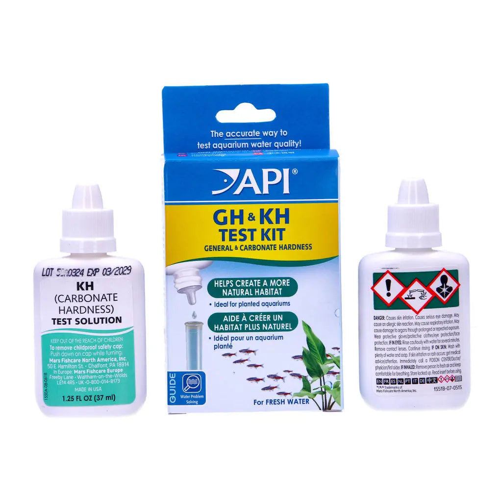 API GH & KH Test Kit with two bottles on a white background