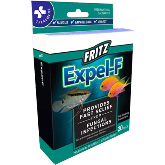 Fritz Expel-F 20 Pack aquarium fish medication – treatment for external parasites, flukes, and anchor worms in freshwater and saltwater aquariums