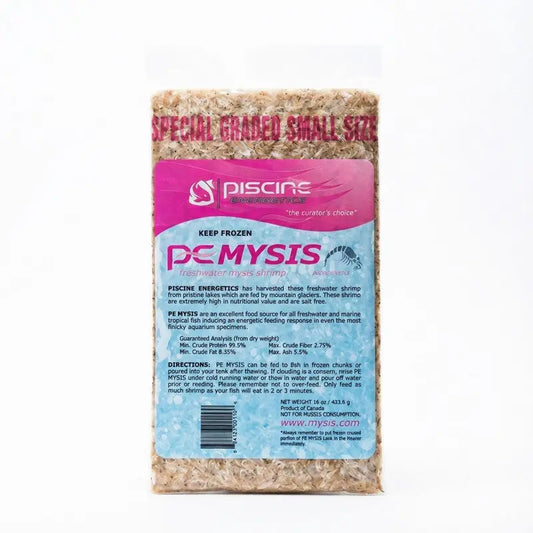 PE Mysis Small 16 oz flat pack frozen mysis shrimp premium fish food for freshwater and saltwater aquariums