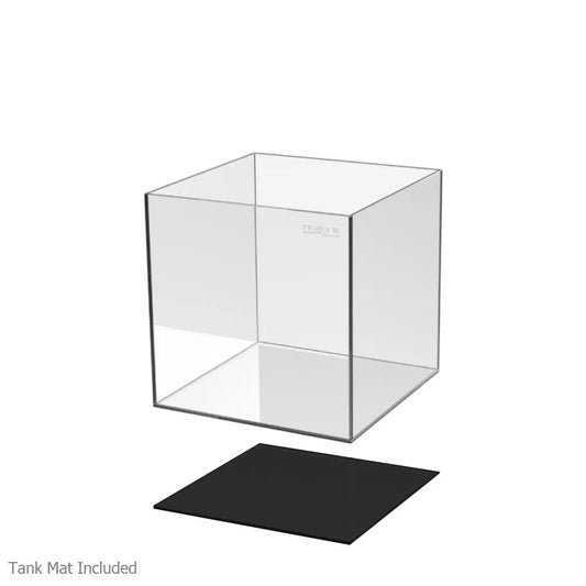 Tideline Ultra-Clear Cube Aquarium 4.1 gallon with leveling mat for bettas, shrimp, snails, planted aquascapes, and desktop nano displays.