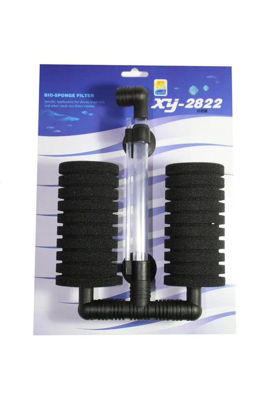 XY-2822 aquarium sponge filter providing gentle air-driven biological filtration in a freshwater aquarium